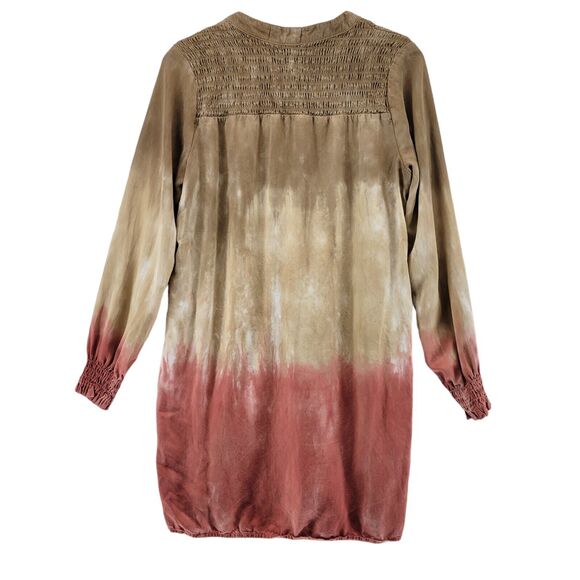 Bella Dahl Smoked Yoke Tunic Dress Flax Henna Ombre Size Small 100% Tencel - Picture 6 of 12
